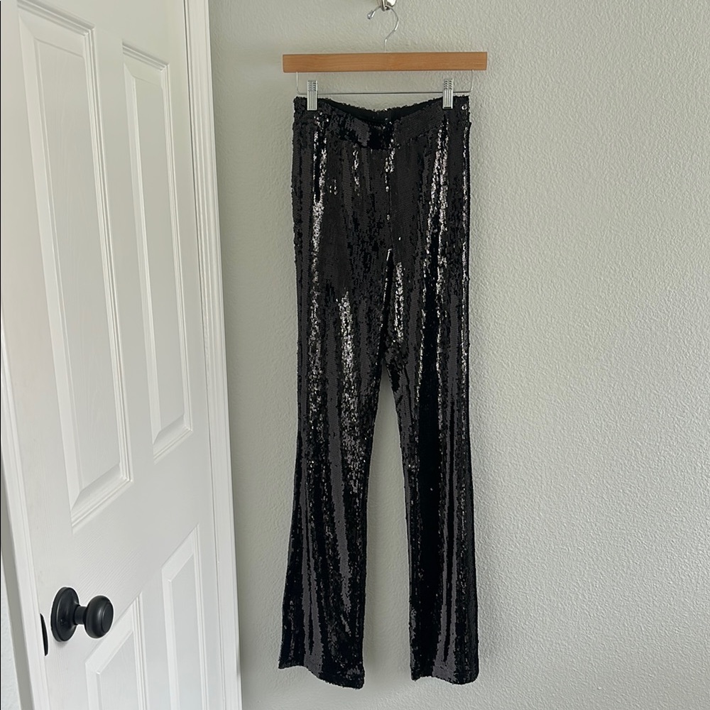 Sanctuary. Black Sequin Flare Pants
